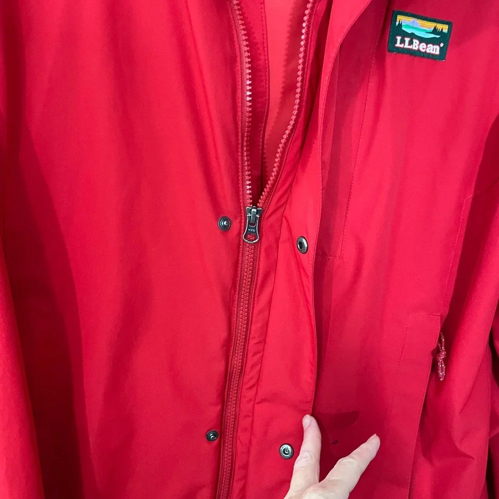 L.L. Bean Men's Small‎ 3 in 1 Sweater Fleece Jacket Red Gray Coat Waterproof